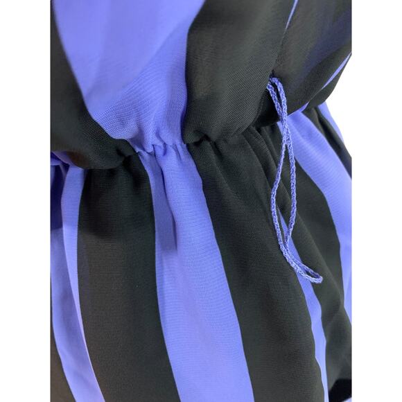 Size 6 Blake Elizabeth Purple Black Stripe Vintage 1980s Dress Pockets Pleated - Picture 6 of 8